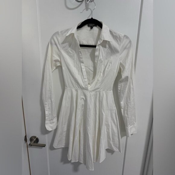 Express White Collared Long - Picture 1 of 3